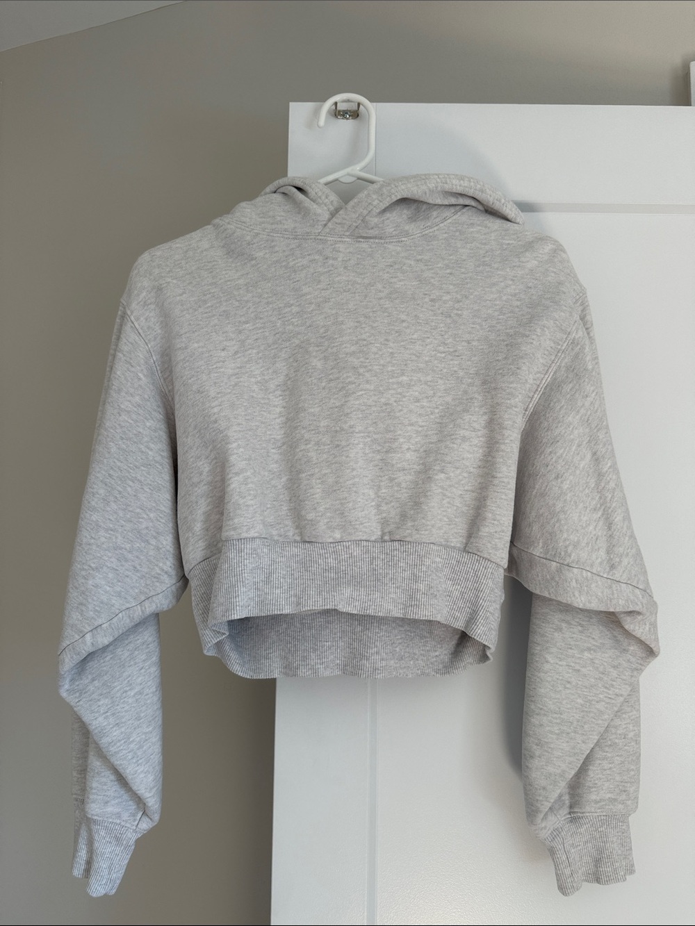 TNA Cropped Light Gray Hoodie Sweatshirt